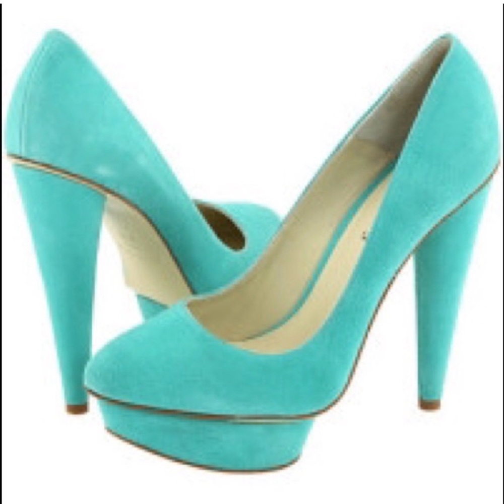 Seafoam Suede Women's Pumps by Elizabeth and James bought on Revolve